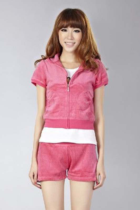 Juicy Couture Pearl Velour Short Tracksuits Red